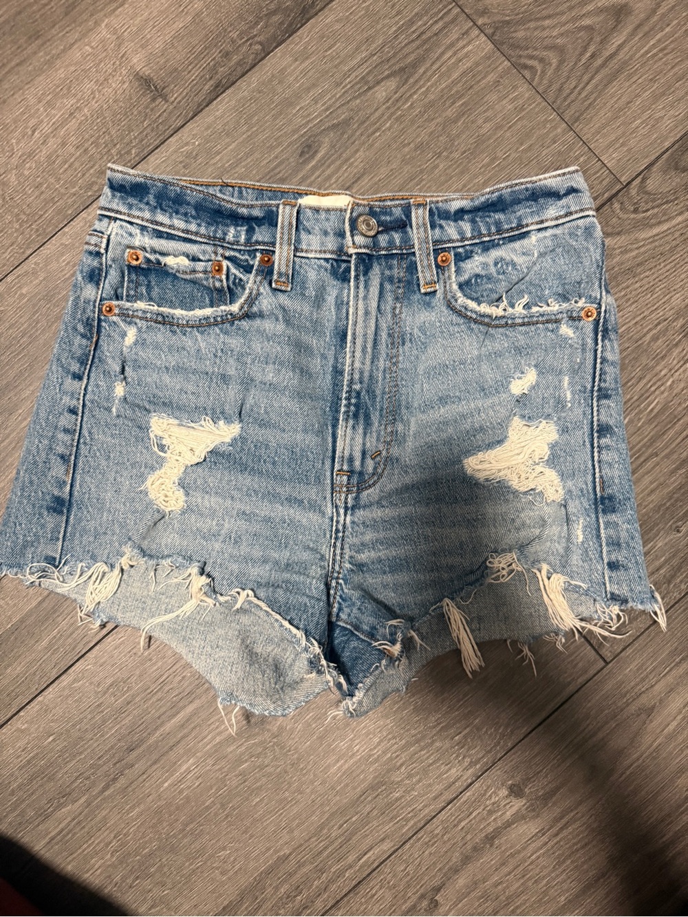 Abercrombie & Fitch Distressed Light Blue Jean Shorts